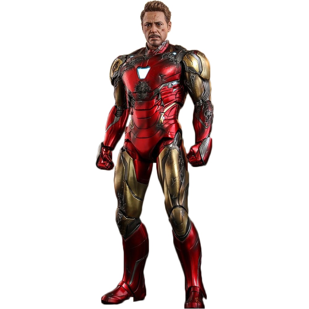 Figurine Iron Man Mark LXXXV (Battle Damaged Version) - Avengers : Endgame - 30 cm - Hot Toys (fond blanc)